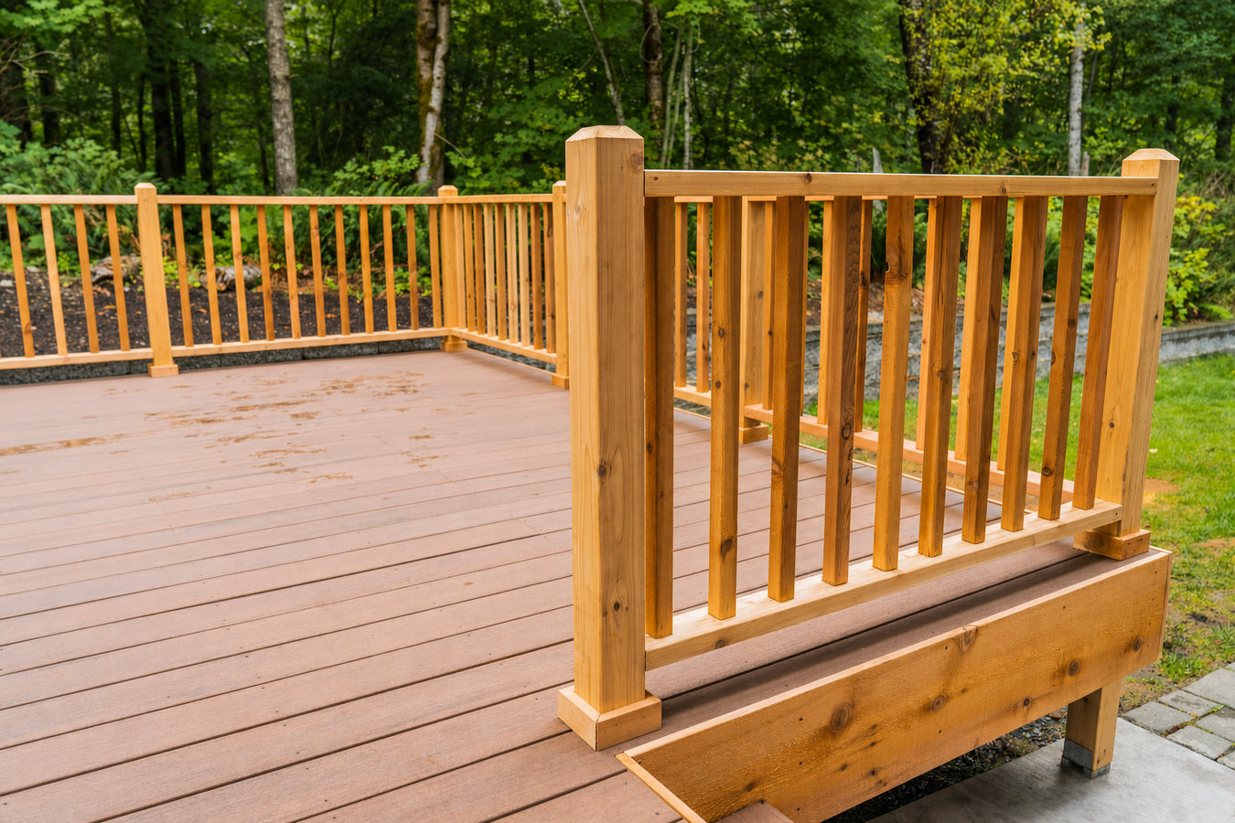 Cedar wood deck construction